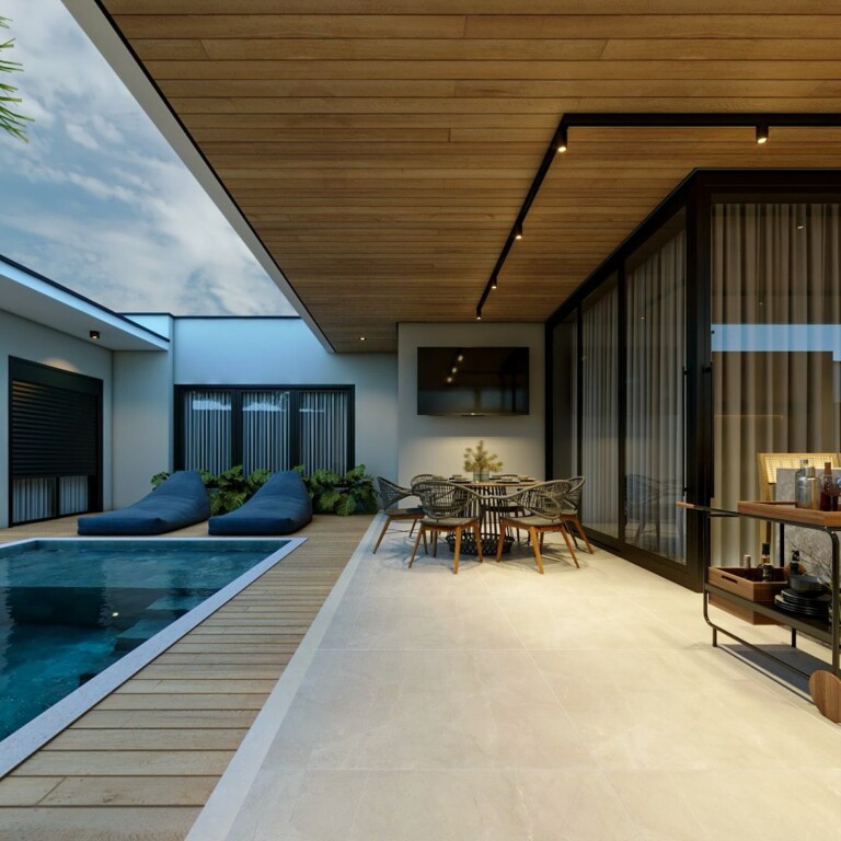 Área de lazer com piscina: 60 ideias para você se inspirar