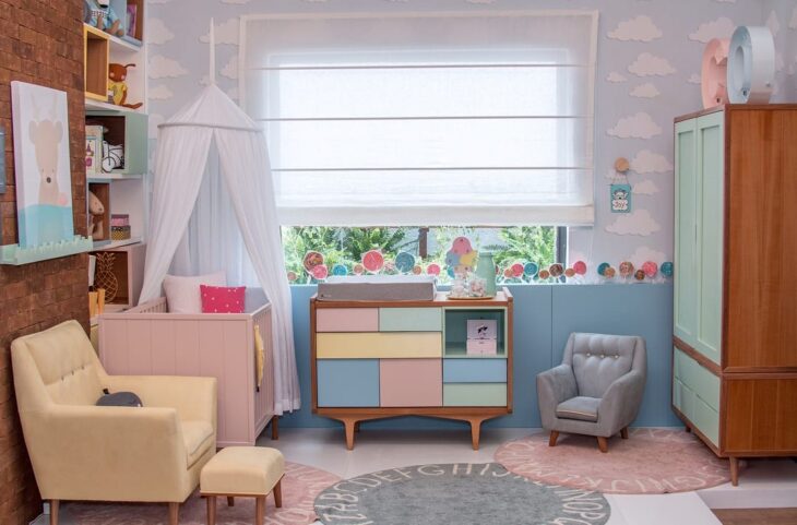 Foto de quarto de bebe tema nuvem 25 - 27