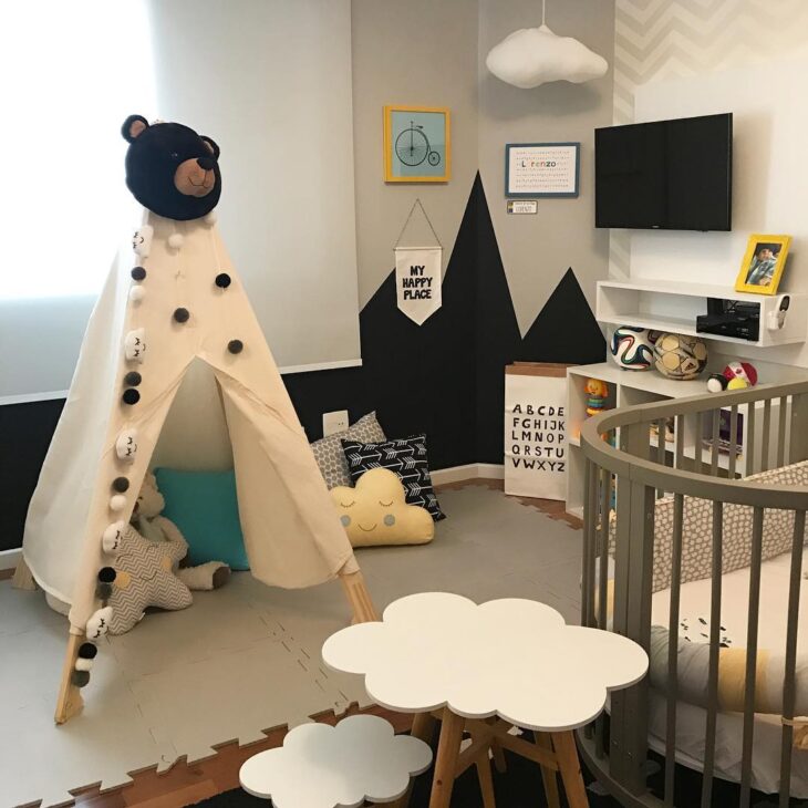 Foto de quarto de bebe tema nuvem 37 - 39