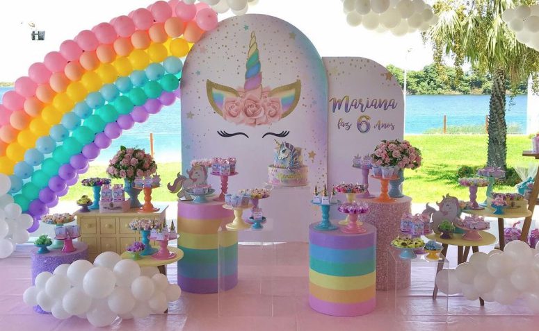 80 fotos de festa de unicórnio e tutoriais para fazer a decoração