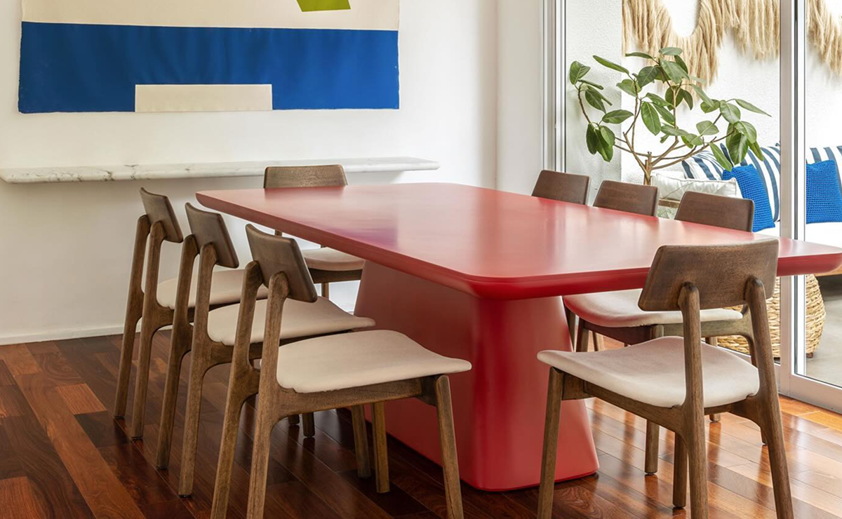 mesa de jantar laqueada vermelha
