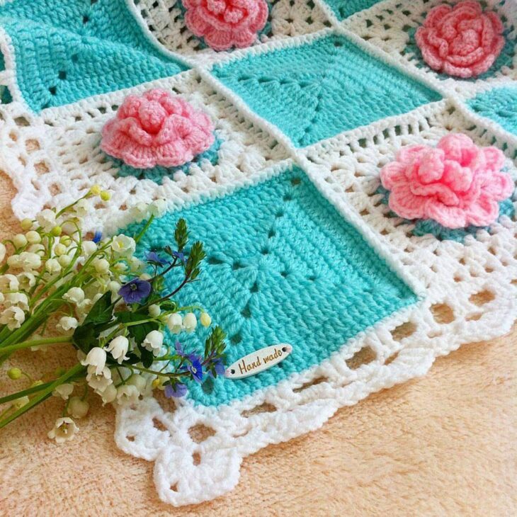 Foto de tapete de croche com flores 1 - 1