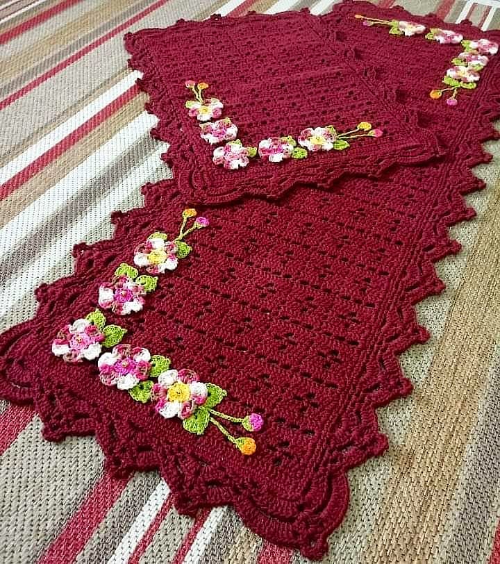 Foto de tapete de croche com flores 39 - 39