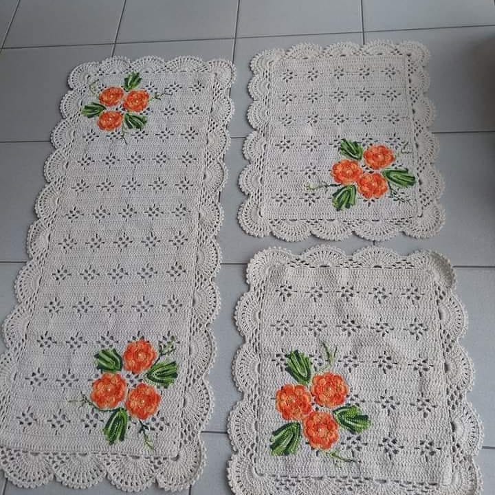 Foto de tapete de croche com flores 61 - 61