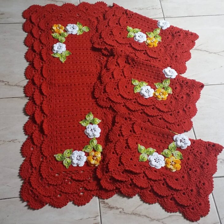 Foto de tapete de croche com flores 65 - 65