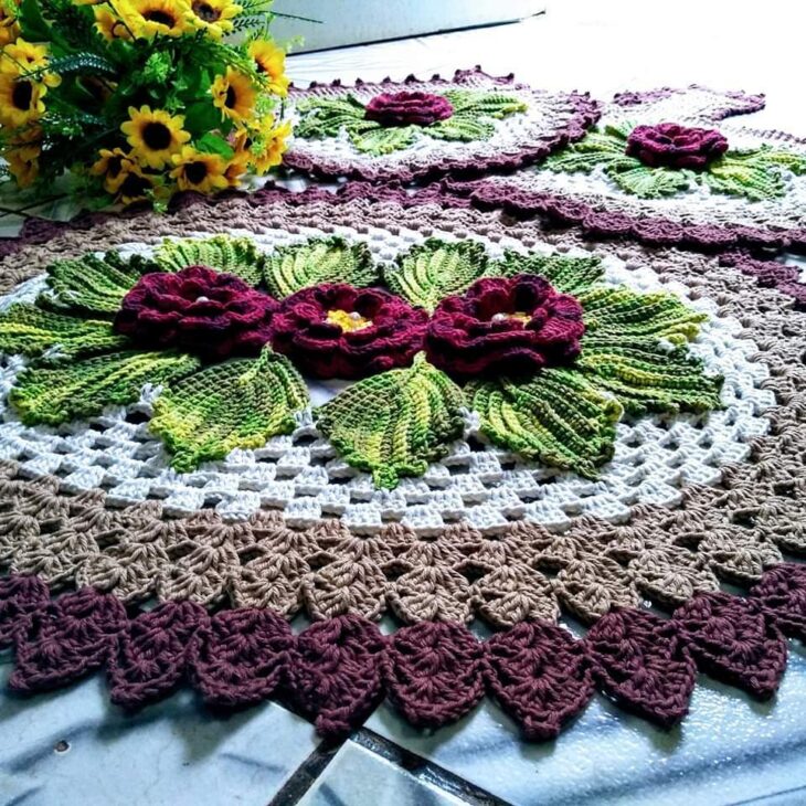 Foto de tapete de croche com flores 67 - 67