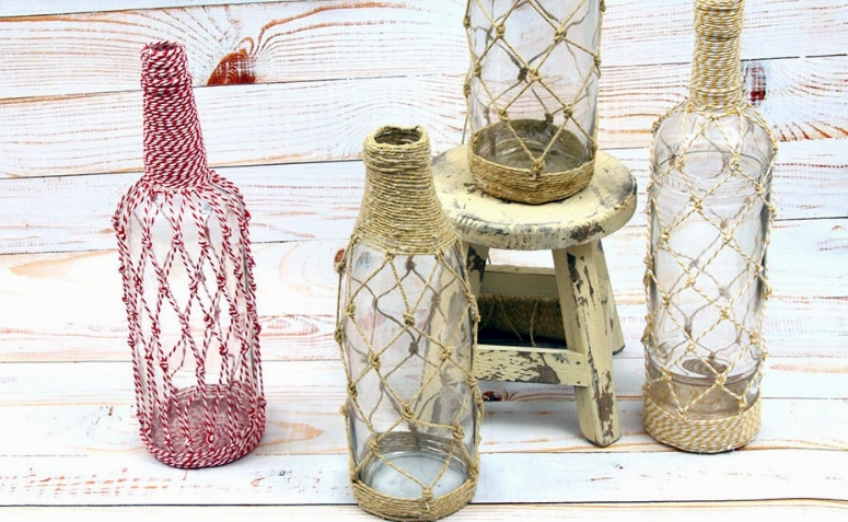 Garrafas decoradas com barbante: 55 ideias para fazer em casa