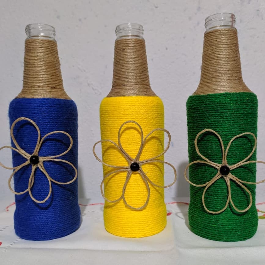 Foto de garrafas decoradas com barbante 6 - 6