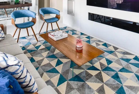 75 modelos de tapete azul para adicionar cor à sua decoração