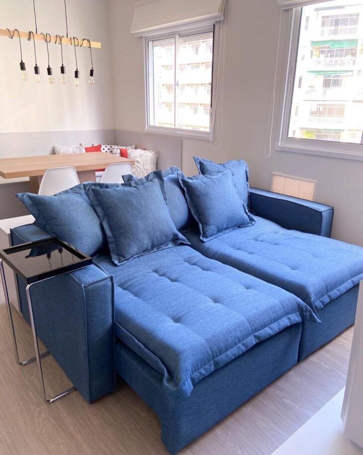 Foto de sofa azul marinho 23 - 23