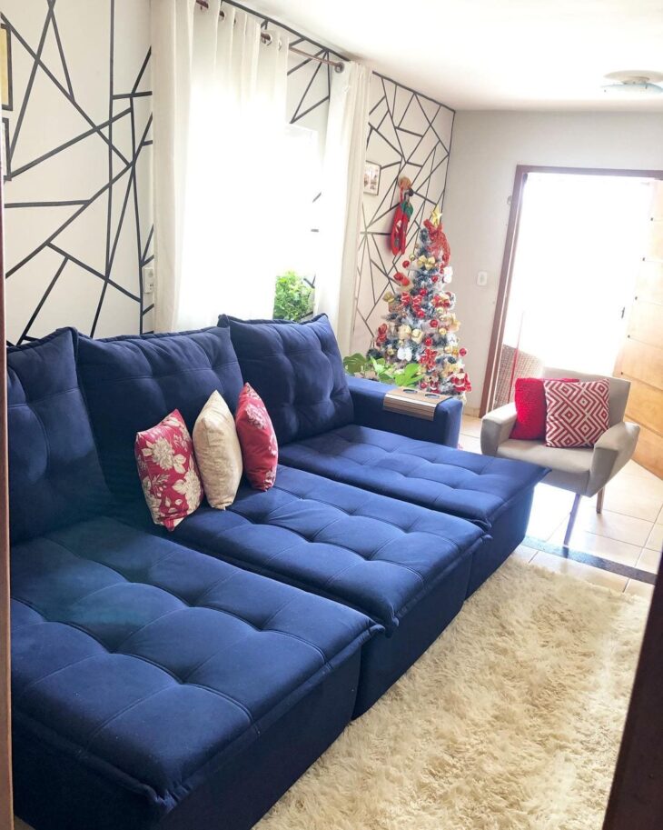 Foto de sofa azul marinho 26 - 26