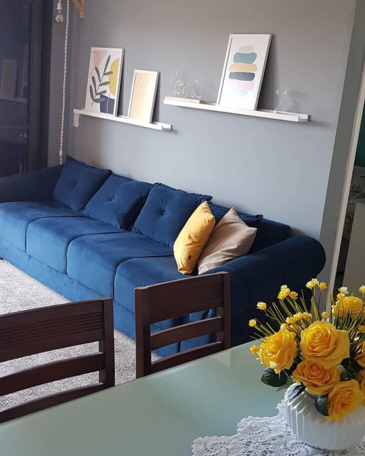 Foto de sofa azul marinho 6 - 6