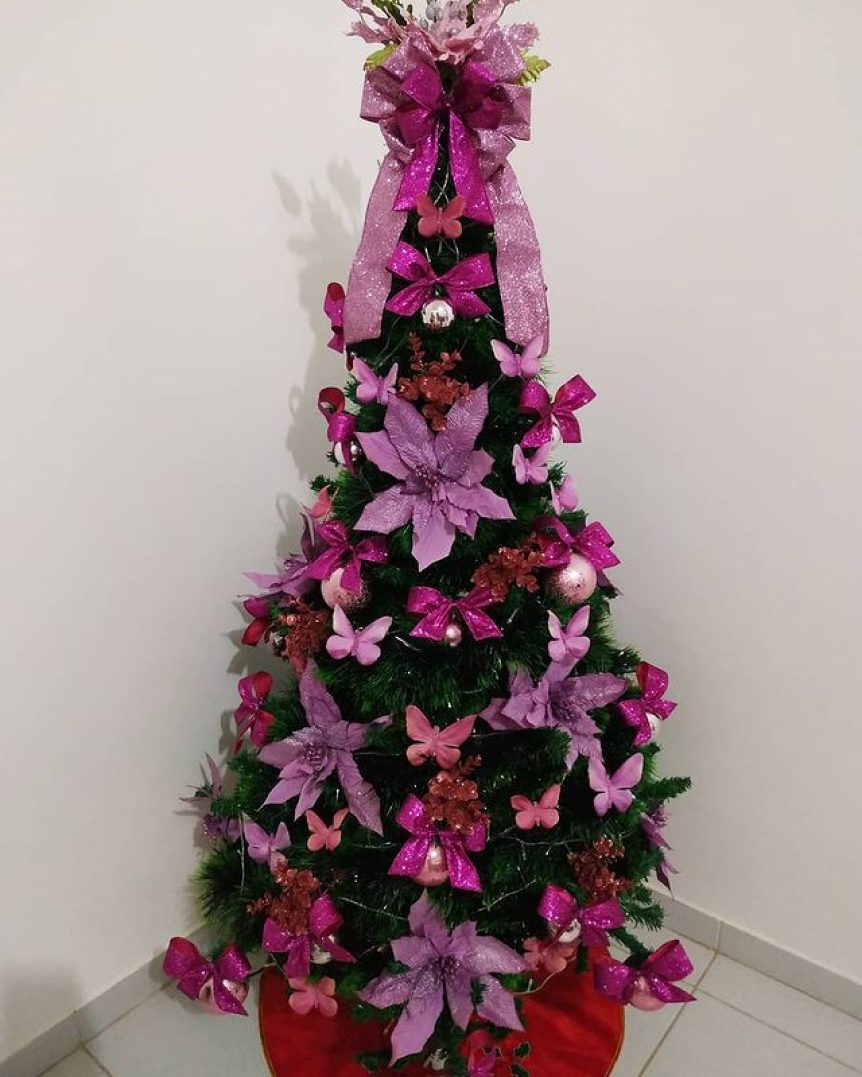 Foto de arvore de natal rosa 048 - 52