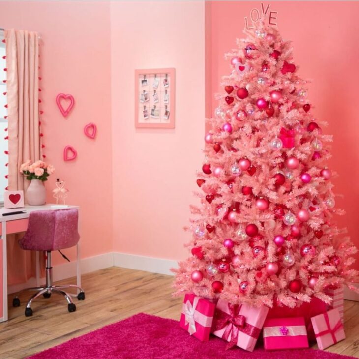 Foto de arvore de natal rosa 1 - 5