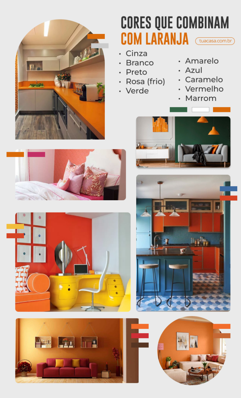 Cores que combinam com laranja: combinações e projetos