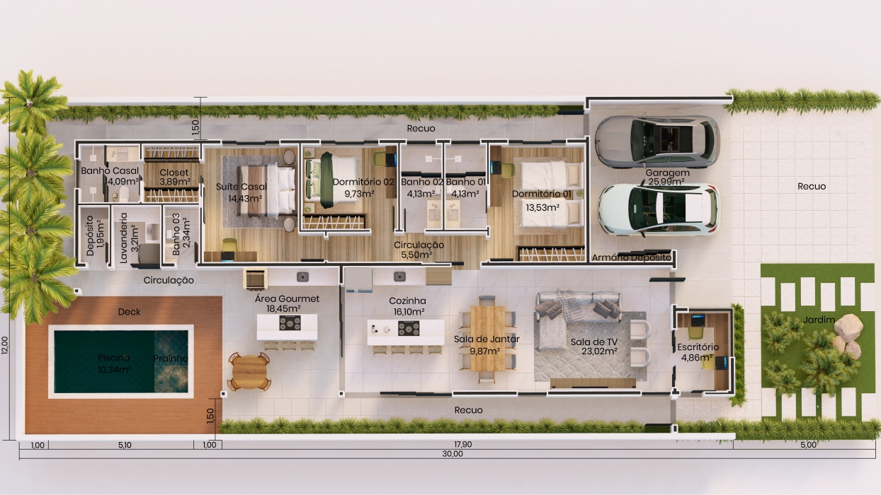 Foto de planta de casa com 3 quartos 017 - 16