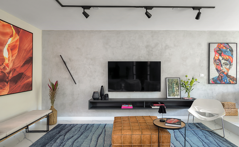 Planejamento da parede da TV com pintura 