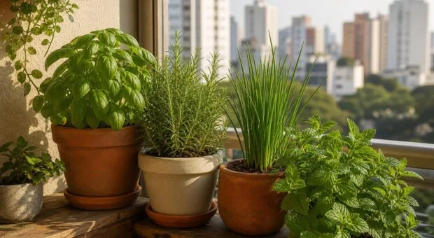 Horta em pouco espaço: como cultivar temperos frescos em casa
