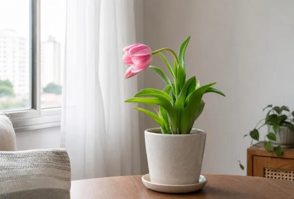 Tulipa murchando em casa? Ajustes de luz, rega e temperatura para a planta