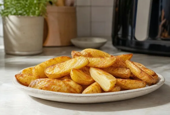 Batata na air fryer fica dura? Pré-cozinhar ajuda no ponto macio