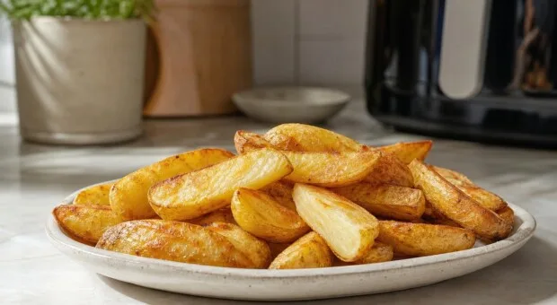 Batata na air fryer fica dura? Pré-cozinhar ajuda no ponto macio