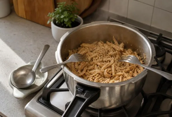 Como desfiar frango na panela de pressão sem sujar a cozinha