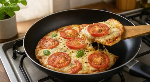 Pizza de frigideira sem forno nem air fryer: lanche rápido para qualquer dia