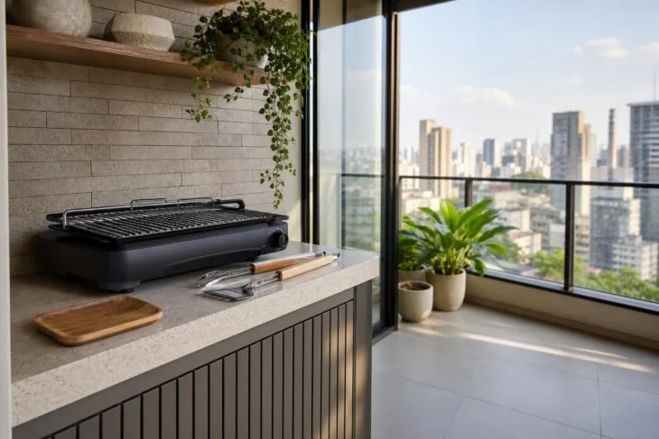 Churrasco em apartamento: regras, ventilação e escolhas para reduzir fumaça