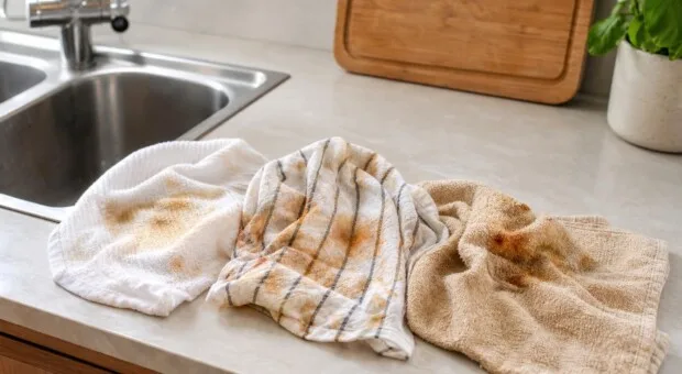 Panos de cozinha encardidos: como tratar manchas antes da lavagem