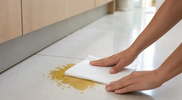 Óleo derramado no piso: como absorver antes de limpar sem espalhar a gordura