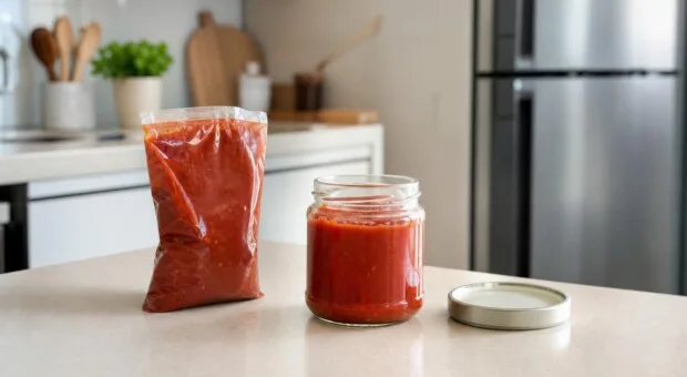 Molho de tomate aberto: recipiente e porção ajudam a evitar mofo