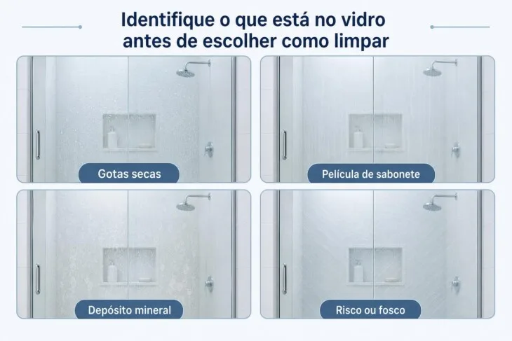Infográfico mostra quatro tipos comuns de marcas em box de vidro.
