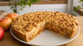 Torta de maçã com base sequinha: a fruta precisa perder água antes