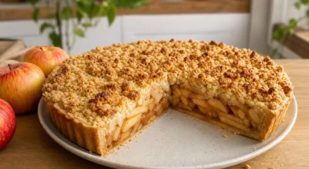 Torta de maçã com base sequinha: a fruta precisa perder água antes