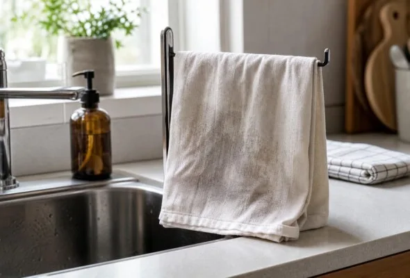 Pano de prato com cheiro mesmo lavado: molho longo demais pode piorar