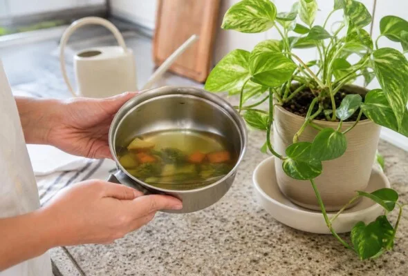 Água do cozimento nas plantas: quando usar e quando descartar