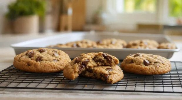 Cookie com borda firme e centro macio: o descanso controla a expansão