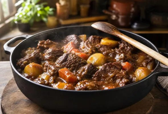 Carne de panela macia com molho encorpado: dourar antes concentra sabor