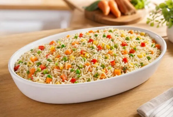 Arroz à grega com legumes vivos e soltinhos: cada ingrediente tem seu tempo