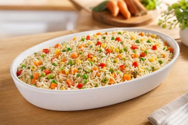 Arroz à grega com legumes vivos e soltinhos: cada ingrediente tem seu tempo