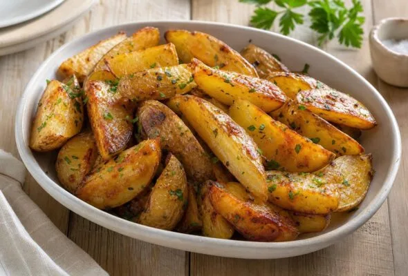 Batata rústica crocante no forno: cozinhar antes reduz o tempo sem amolecer
