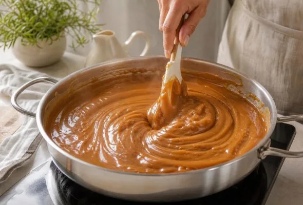 Doce de leite na panela sem cristalizar: fogo baixo e pouca interferência ajudam