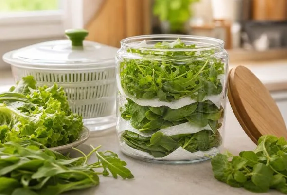 Folhas verdes sem murchar tão cedo: secagem e camadas absorvem a umidade