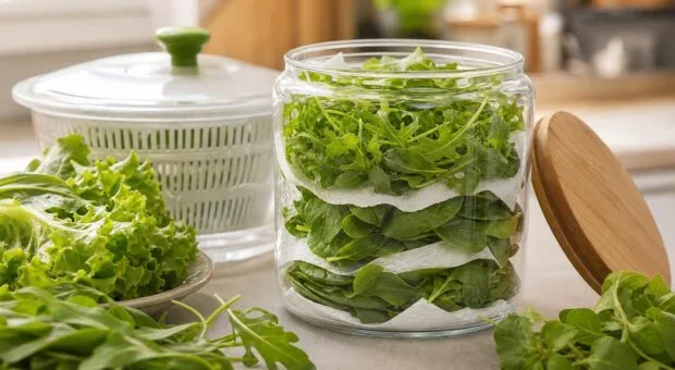 Folhas verdes sem murchar tão cedo: secagem e camadas absorvem a umidade